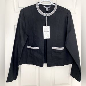 DONATED❌TOMMY BAHAMA LUX LINEN EMBELLISHED Short Black Jacket Size S